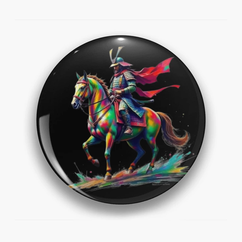 Colorful Samurai Warrior on Horse Pin
