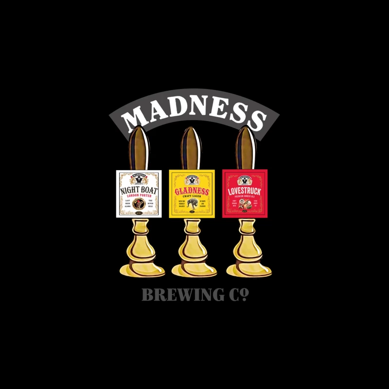 Madness Brewing Company Beer Tap Handles with Classic Labels Tapestry