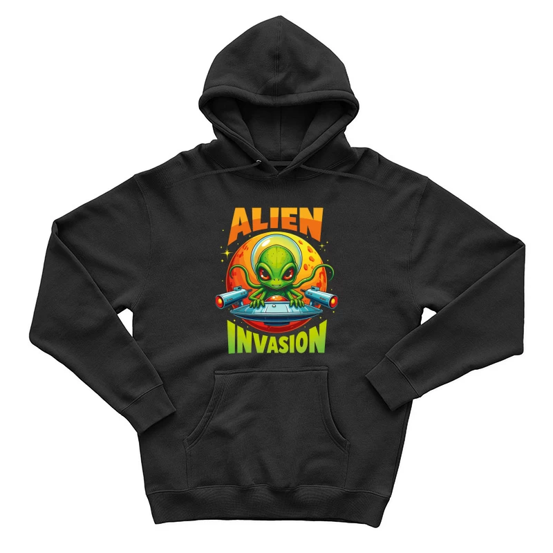 Retro Pixel Alien Invasion – Vibrant 8-bit Extraterrestrial Style! Male Pullover Hoodie