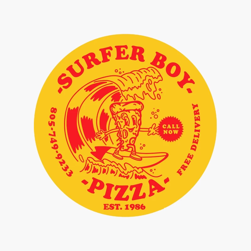 Retro Surfer Boy Pizza Delivery Logo Cotton Tote Bag