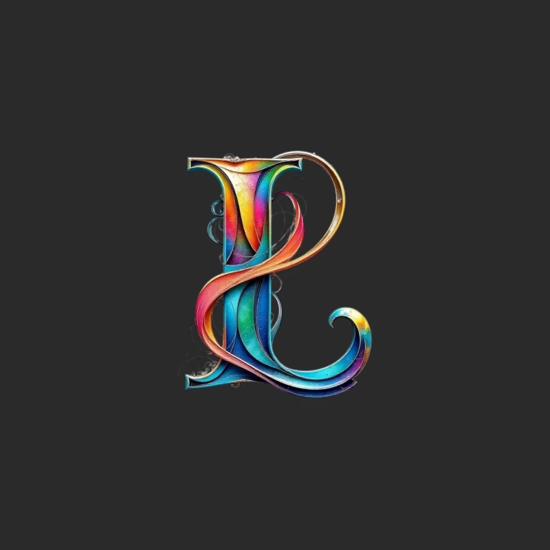 Ornate Rainbow Letter P with Decorative Swirls Baseball Cap