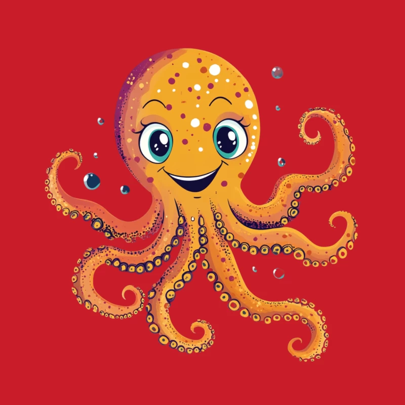 Cute Cartoon Octopus: Colorful Underwater Illustration Male Pullover Hoodie