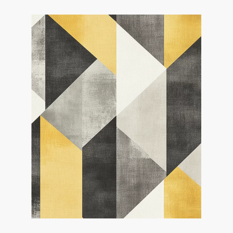 Modern Geometric Abstract Pattern in Yellow, Gray, and Black Cotton Tote Bag