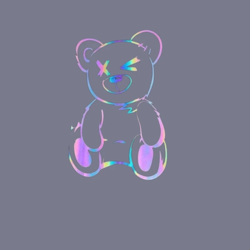 Colorful Cartoon Teddy Bear Illustration Throw Pillow