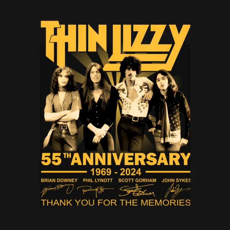 Thin Lizzy 55th Anniversary Commemorative Band Photo (1969-2024) Male T-Shirt