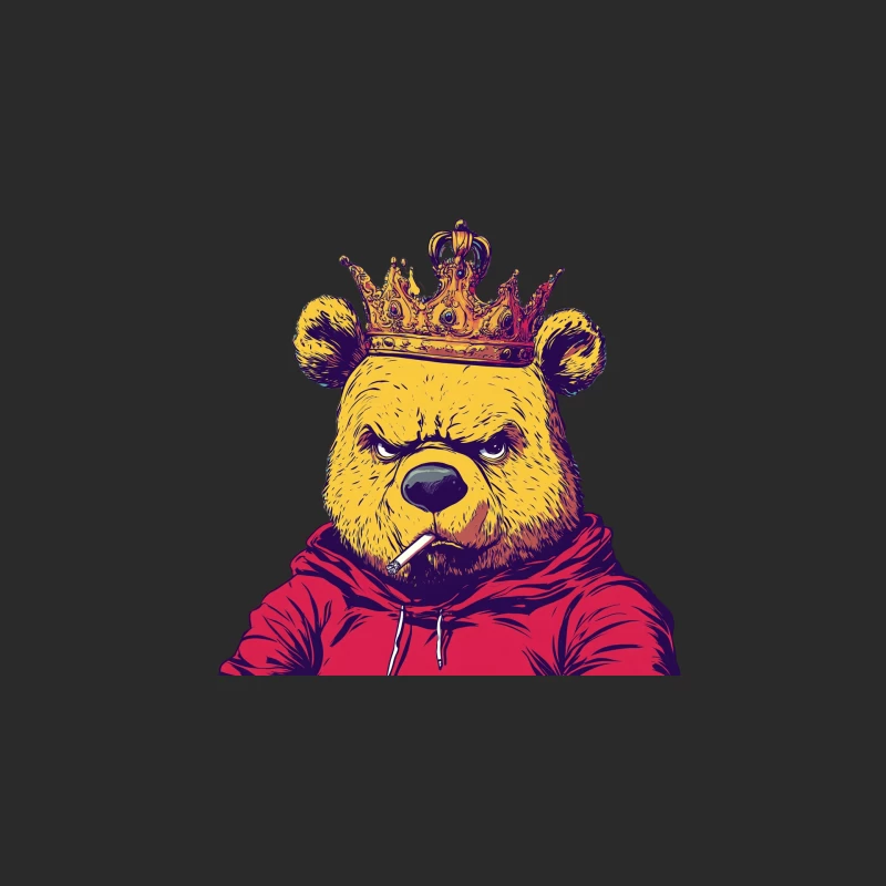 Royal Bear in Red Hoodie: Urban Street Art Style Baseball Cap