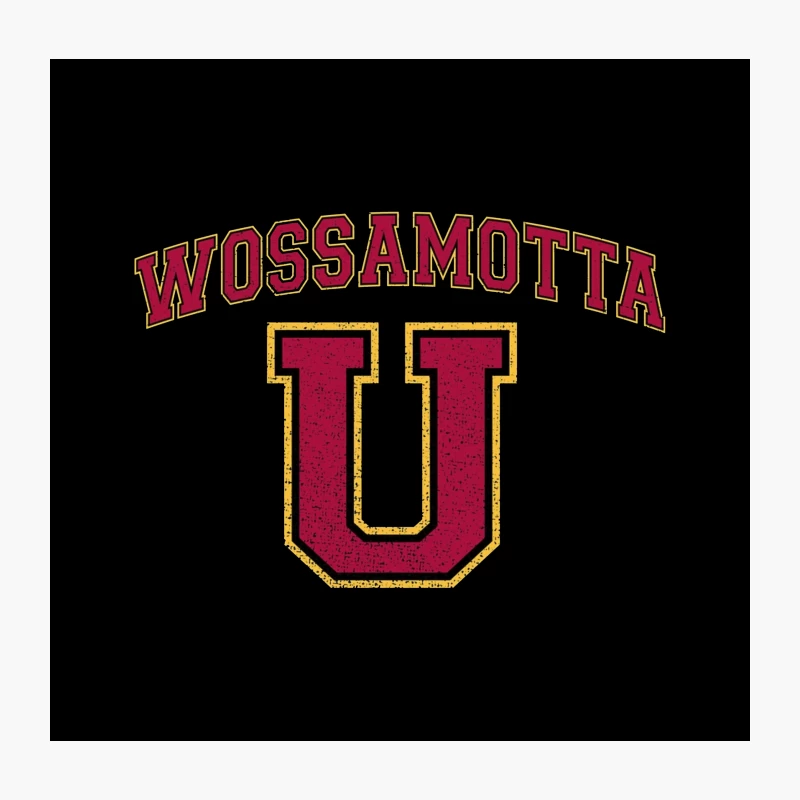 Vintage-Style Wossamotta U University Logo in Maroon and Gold Throw Pillow