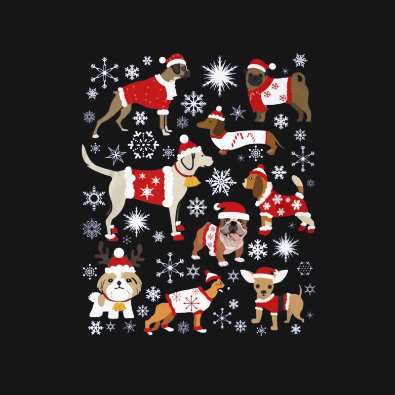 Chiens de Noël en pulls et chapeaux Homme Manches Longues T-Shirt