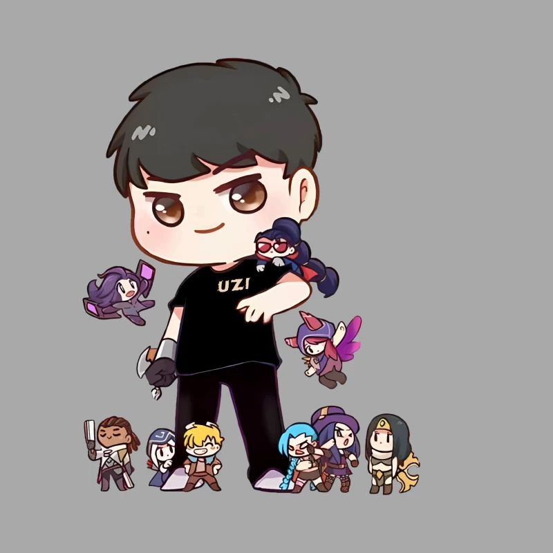 Chibi-Design mit Charakteren Herren Pullover Hoodie