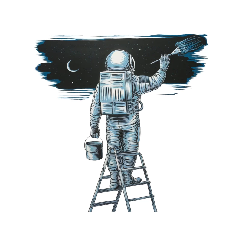 Creative Astronaut Painting the Night Sky Tapestry