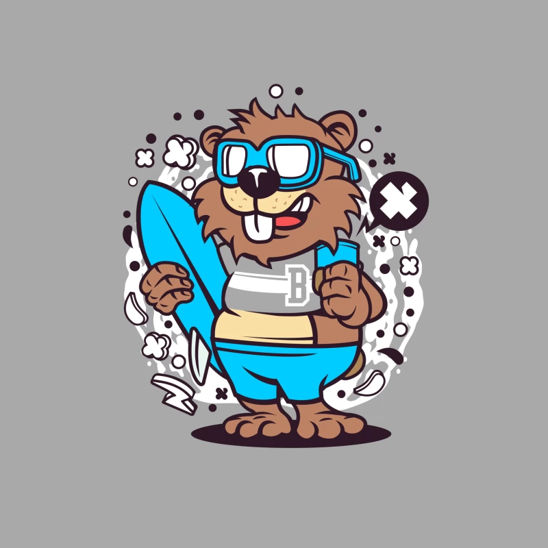 Castor surfeur avec lunettes Homme Sweat à capuche