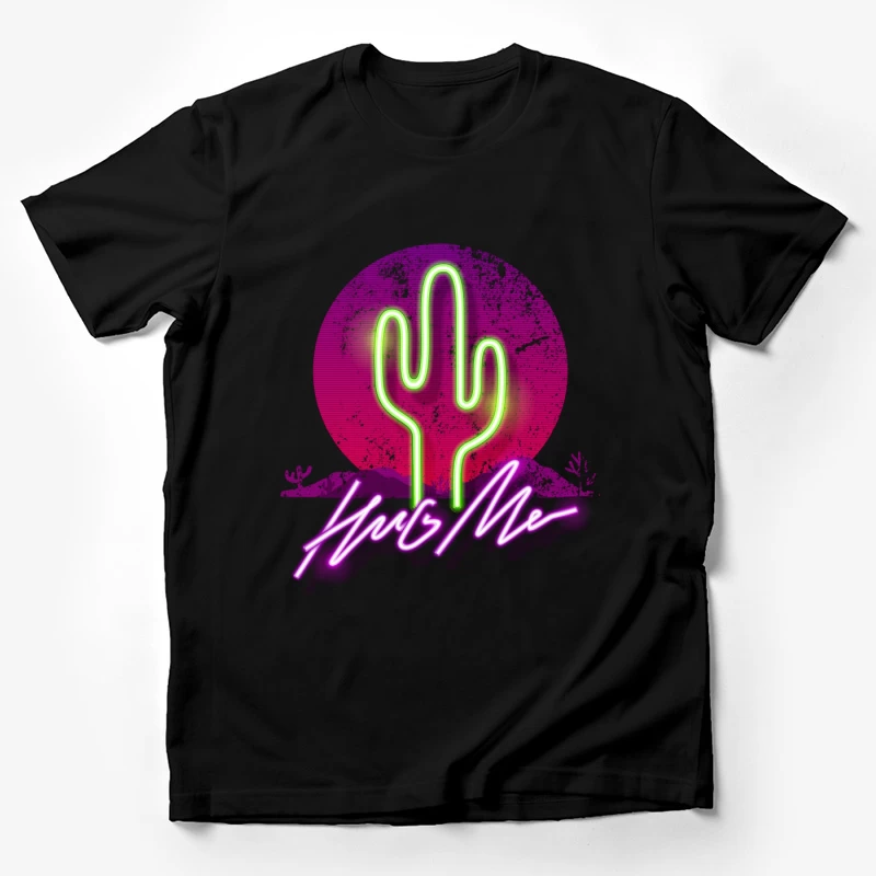 Cactus Néon et Coucher de Soleil Homme T-Shirt