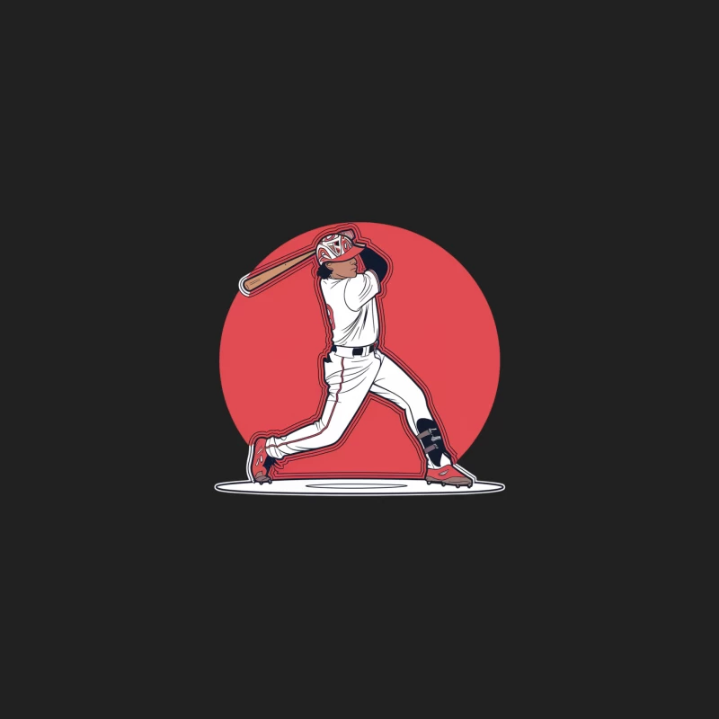 Cartoon Baseball Player Swinging Bat on Red Background Bucket Hat