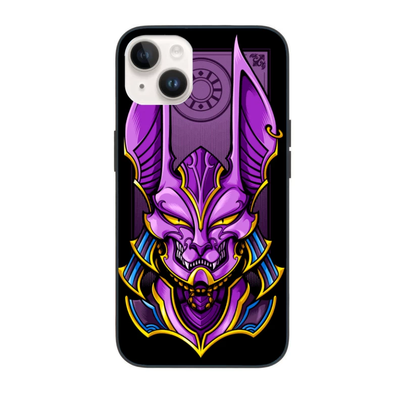 Purple Demon Mask Illustration iPhone Case