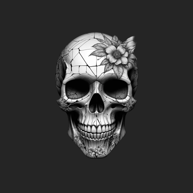 Intricate Floral Skull Design Female Pullover Sweatshirt