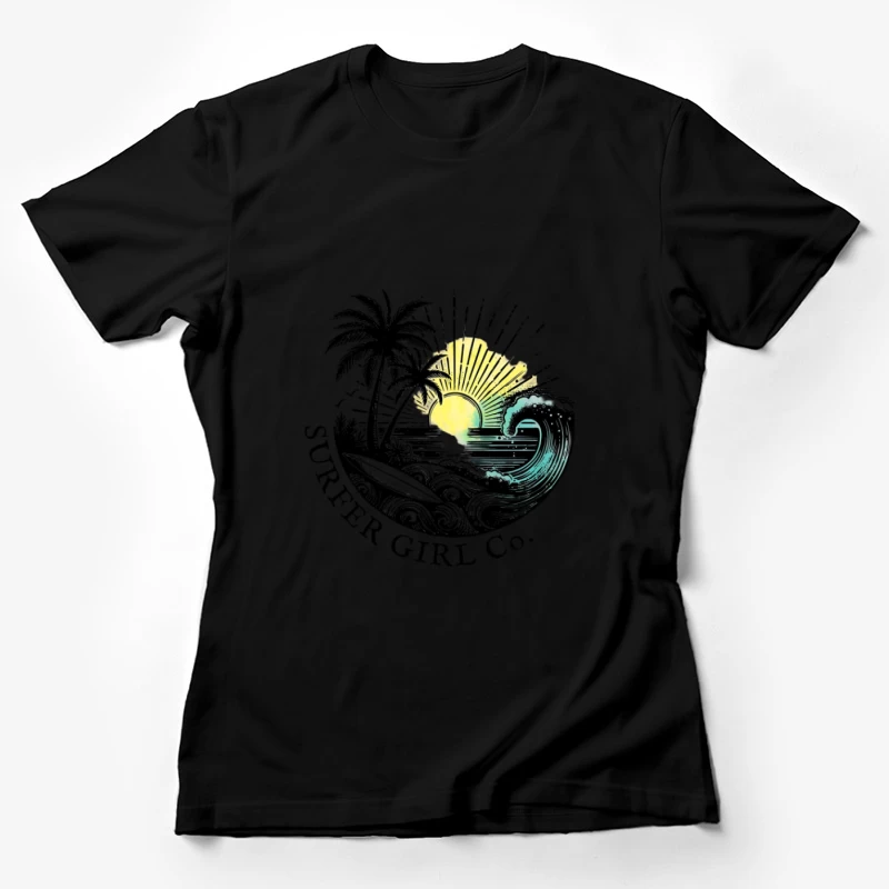 Coucher de soleil à la plage avec vagues Femme T-Shirt