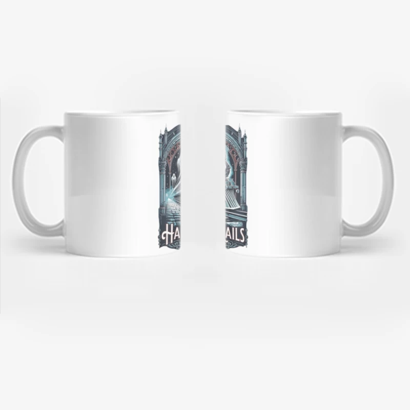 Gothic Haunted Steam Train Under Moonlit Archway Coffee Mug