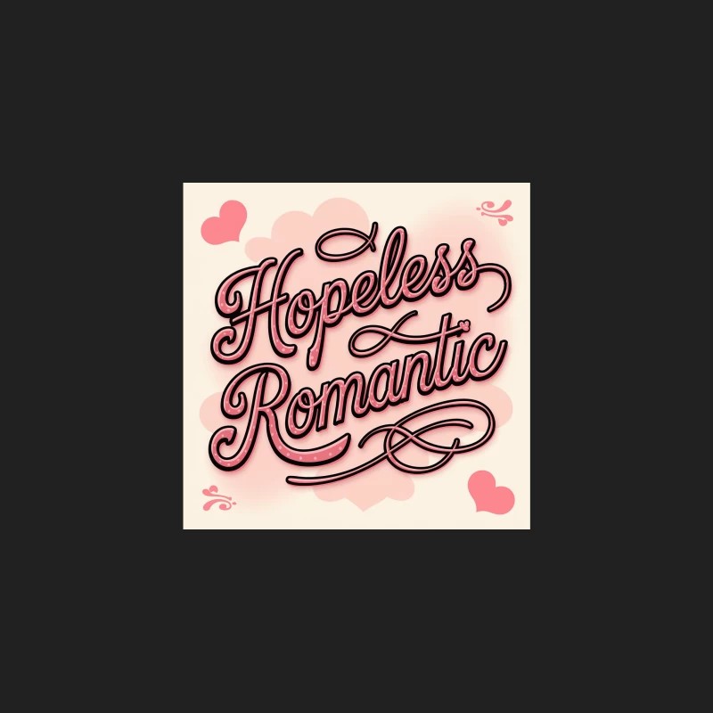 Hopeless Romantic: Pink Cursive Typography with Hearts Bucket Hat