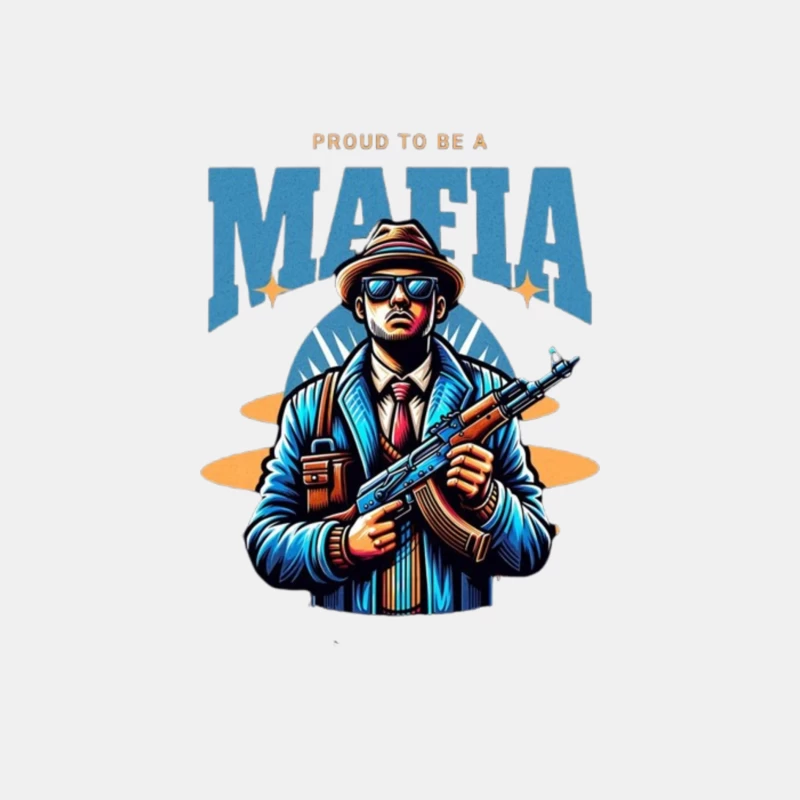 Vintage-Style Mafia Gangster Illustration with Weapon Male Tank Top