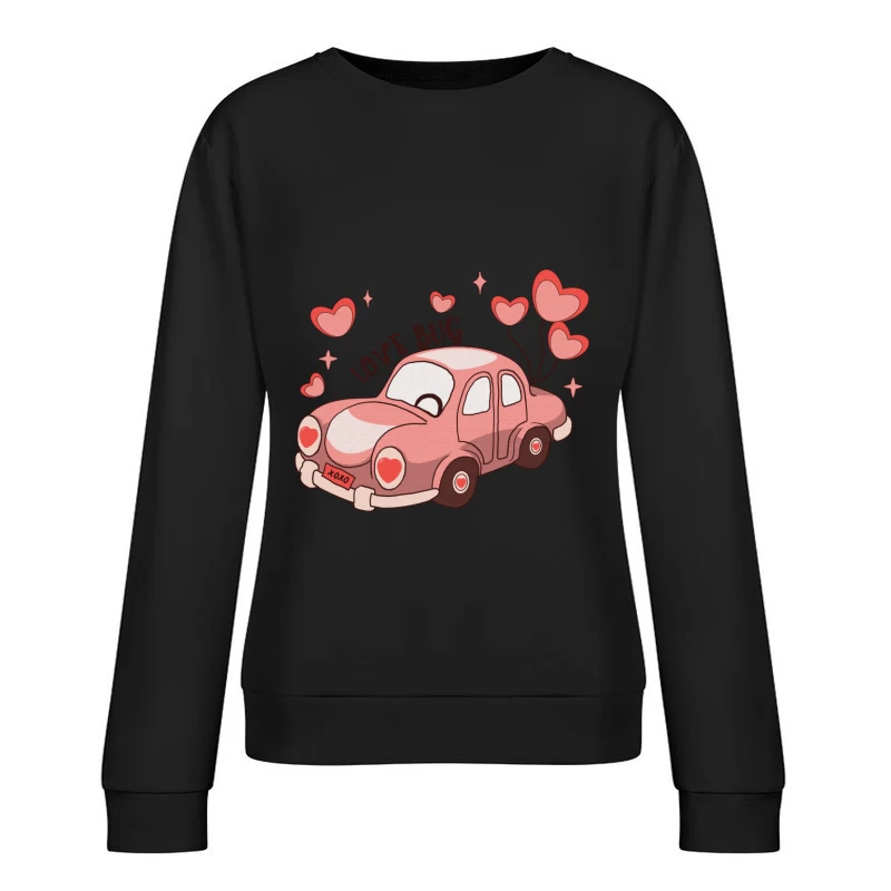 Rosa Liebesauto Cartoon Damen Pullover Sweatshirt
