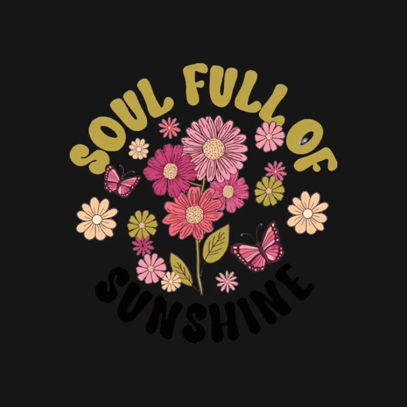 Seele voller Sonnenschein mit Blumen und Schmetterlingen Damen T-Shirt