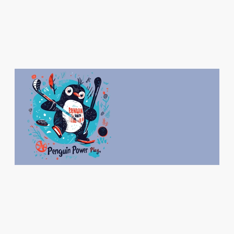 Playful Penguin's Ice Hockey Adventure: A Colorful Cartoon Illustration Coffee Mug