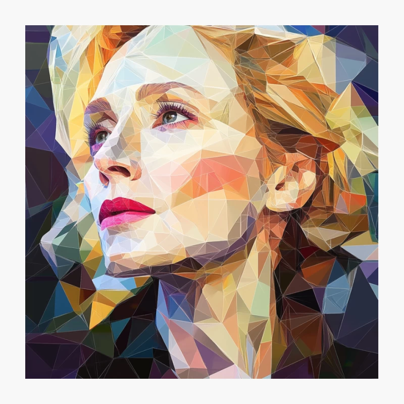 Geometric Abstract Portrait of Woman in Vibrant Colors Pin