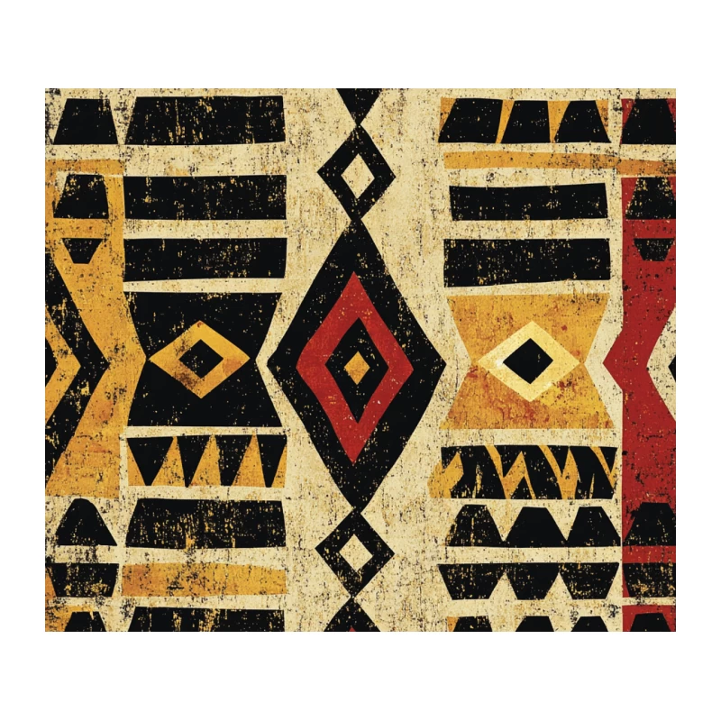 Vintage Abstract Tribal Geometric Pattern Tapestry
