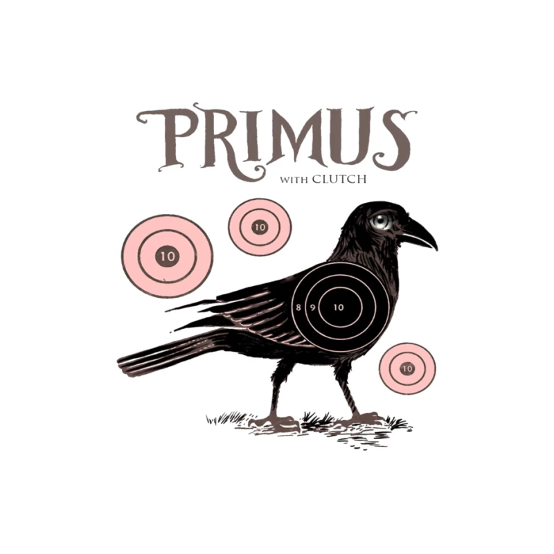 Vintage-Style Primus Concert Poster with Crow and Target Designs Pin