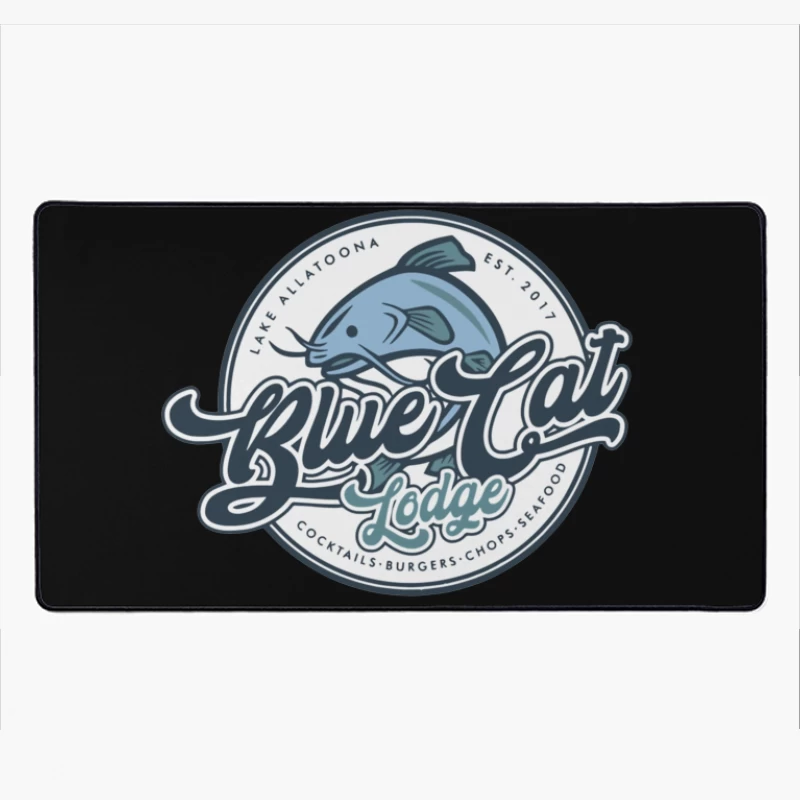 Blue Cat Lodge Restaurant & Bar Vintage Logo Design Desk Mat