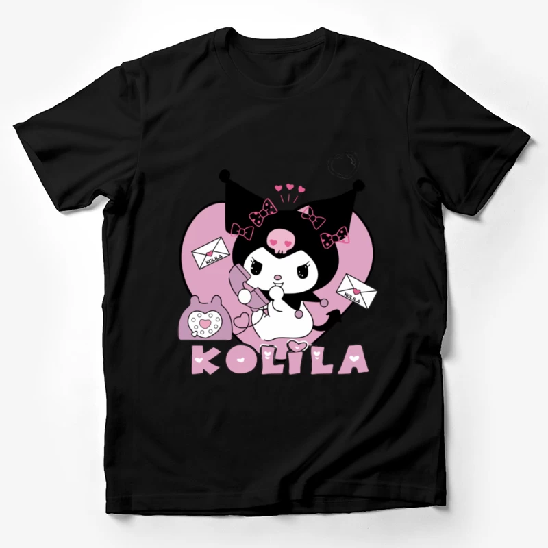 Süßes Kuromi-Design mit Telefon und Briefen Herren T-Shirt