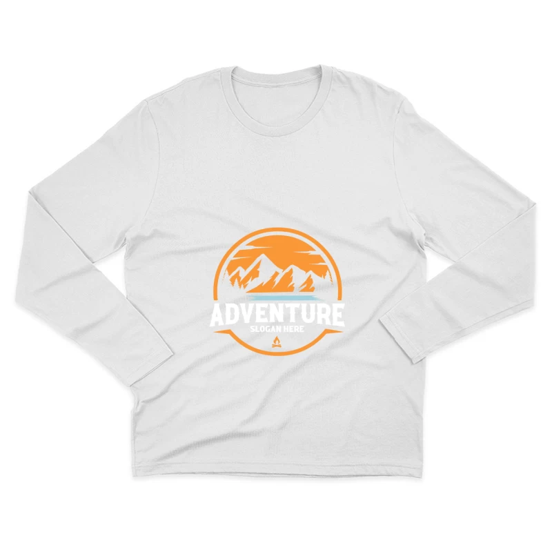 Abenteuerlogo mit Bergen und Sonnenuntergang Herren Langarm T-Shirt