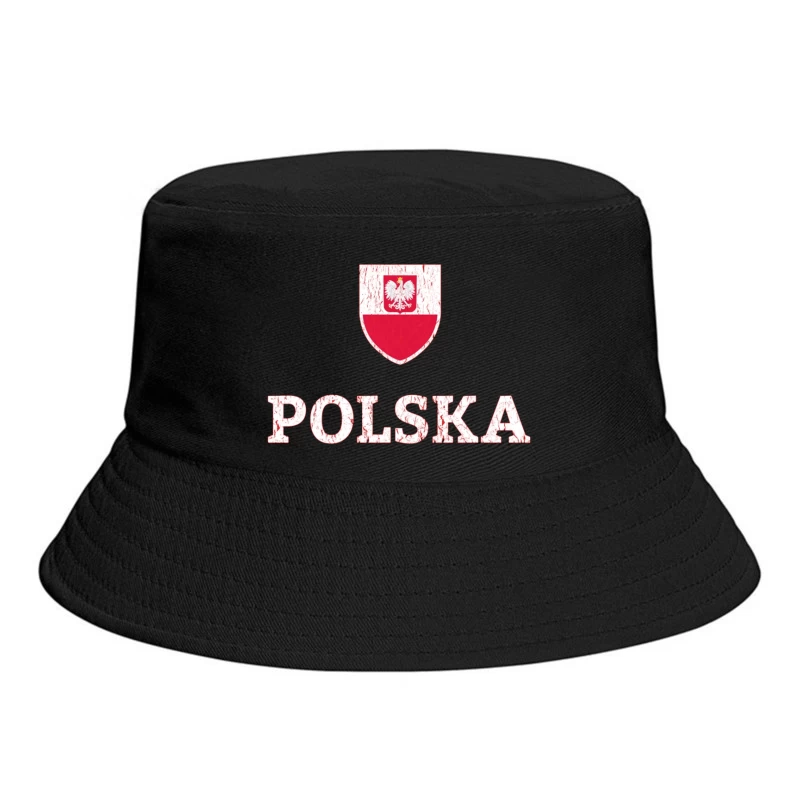 Polish National Shield with Eagle Emblem and Text Bucket Hat