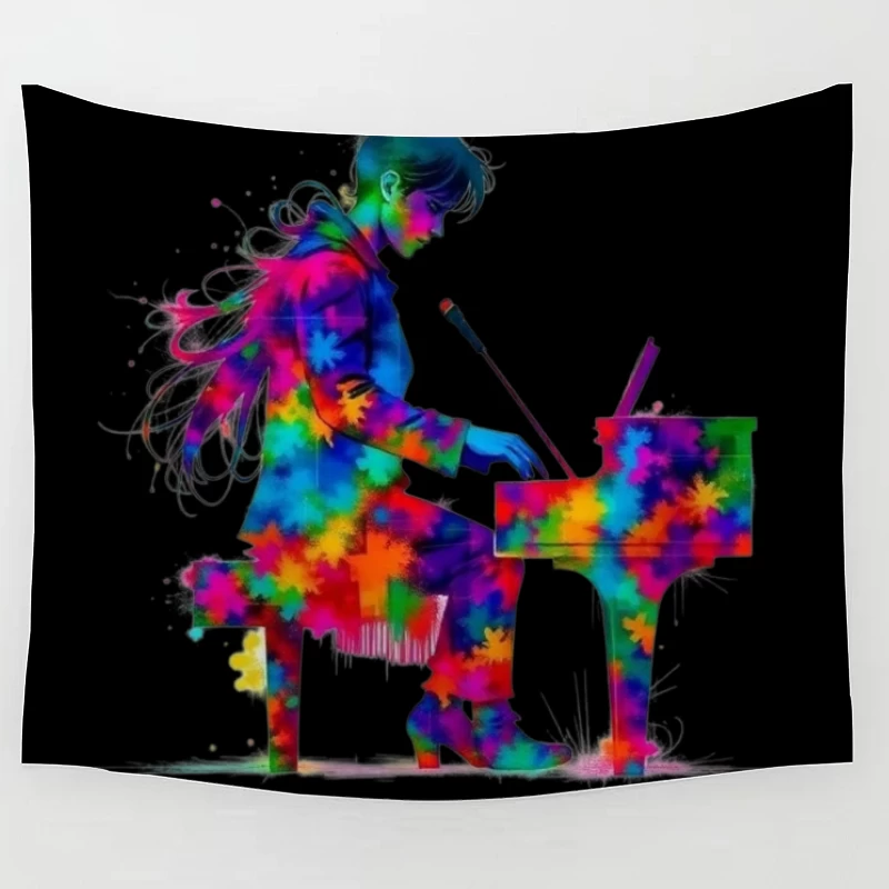 Colorful Piano Performance Tapestry