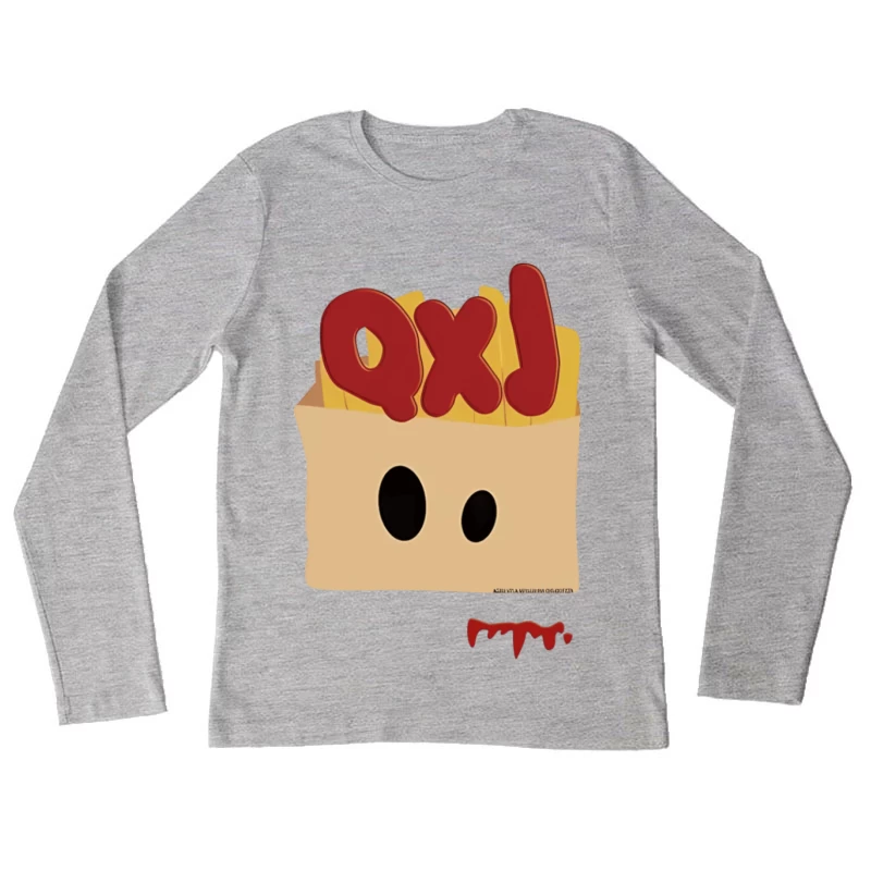 Pommesgesicht mit Buchstaben Damen Langarm T-Shirt