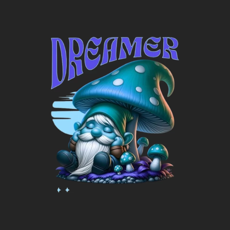 Dreaming Blue Gnome Under Magic Mushroom Male Pullover Sweatshirt