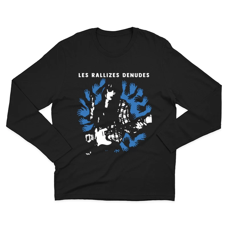 Abstract Blue Hands Map Artwork by Les Rallizes Denudes Male Long Sleeve T-Shirt