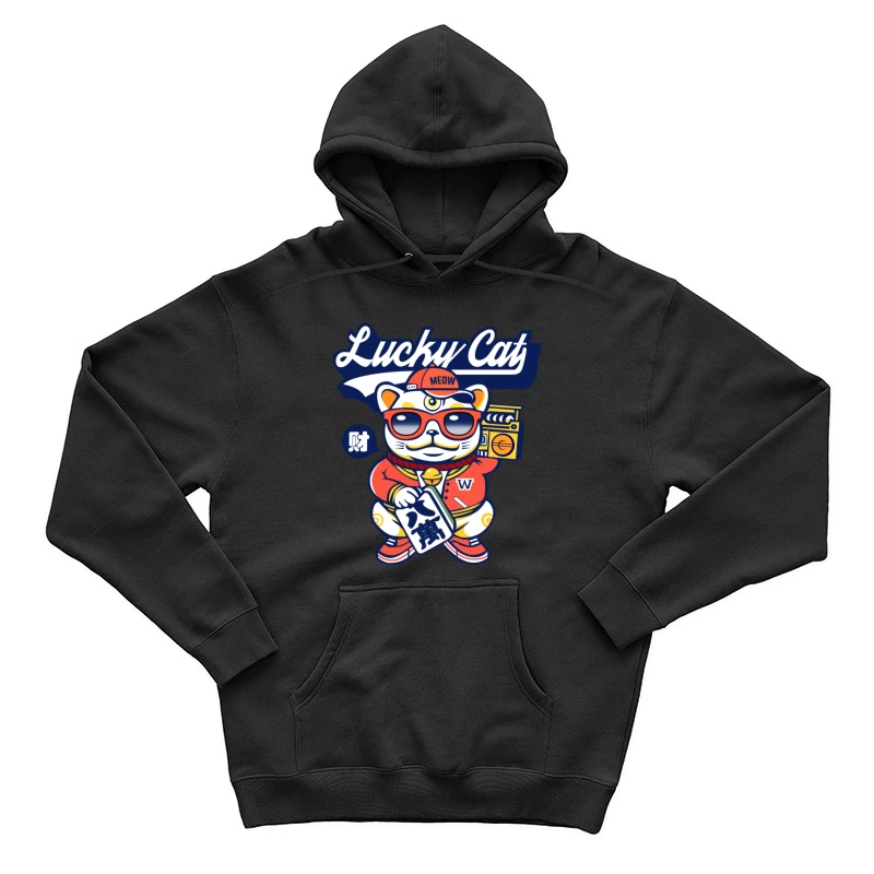 Coole Glückskatze mit Sonnenbrille Herren Pullover Hoodie