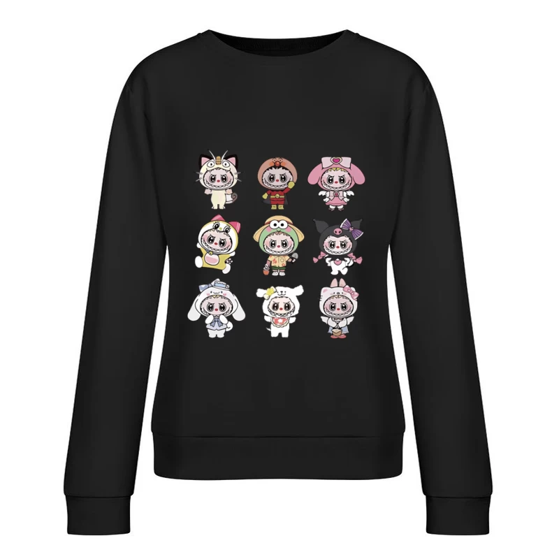 Niedliche Maskottchen in verschiedenen Kostümen Damen Pullover Sweatshirt