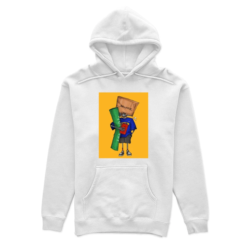 Quirky Paper Bag Robo Female Pullover Hoodie