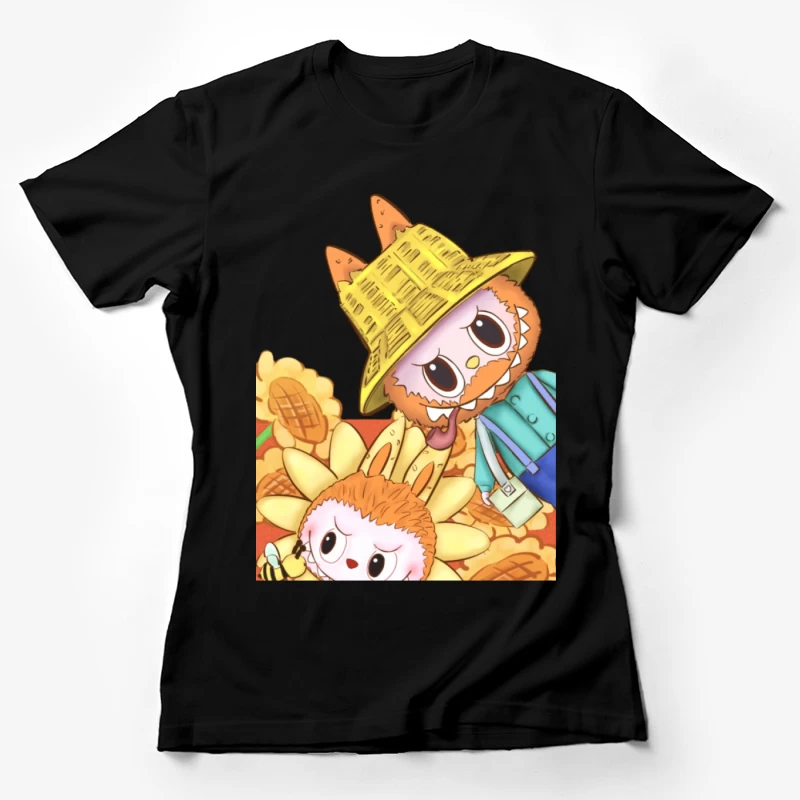 Sonnenblumenfiguren mit Strohhut Damen T-Shirt