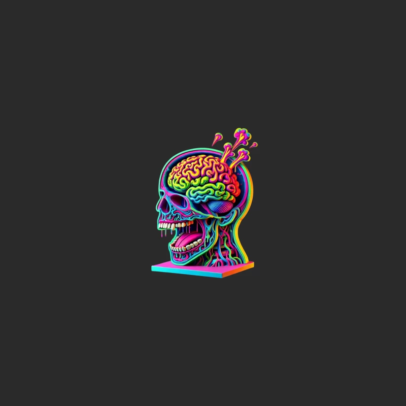 Psychedelic Anatomical Skull with Rainbow Brain Baseball Cap