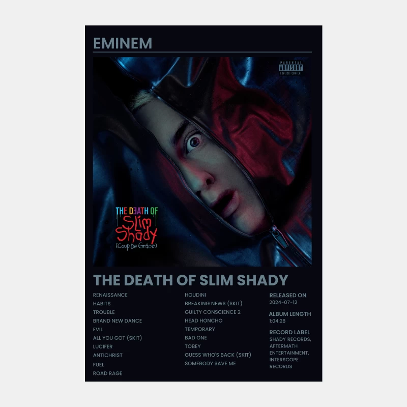Eminem's Dark Album Cover: The Death of Slim Shady Male Tank Top