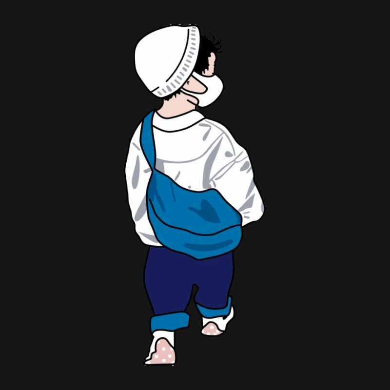 Kleinkind mit weißer Mütze und blauer Tasche Damen Langarm T-Shirt
