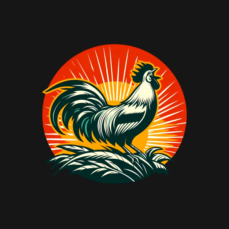 Buy Rooster Sunrise Vintage Male T-Shirt