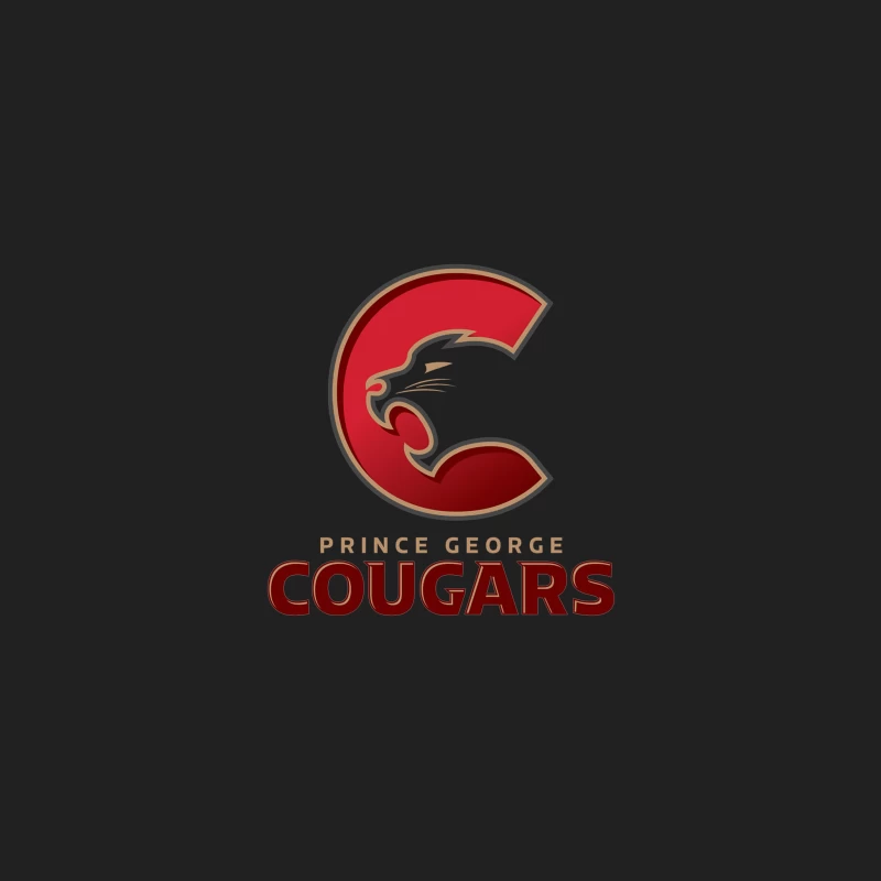 Prince George Cougars Hockey Team Logo Design Bucket Hat