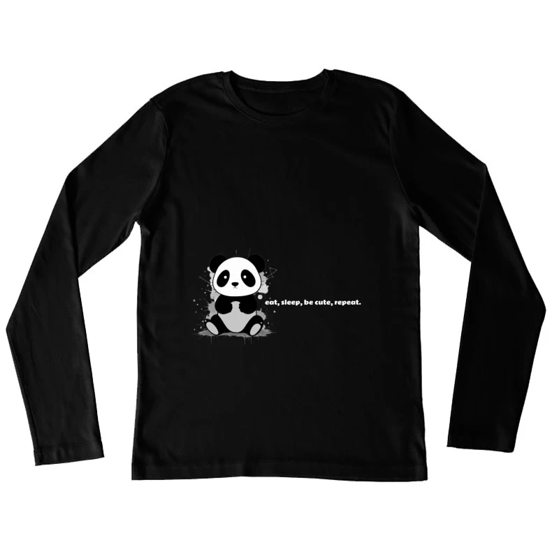 Cute Panda Illustration Female Long Sleeve T-Shirt