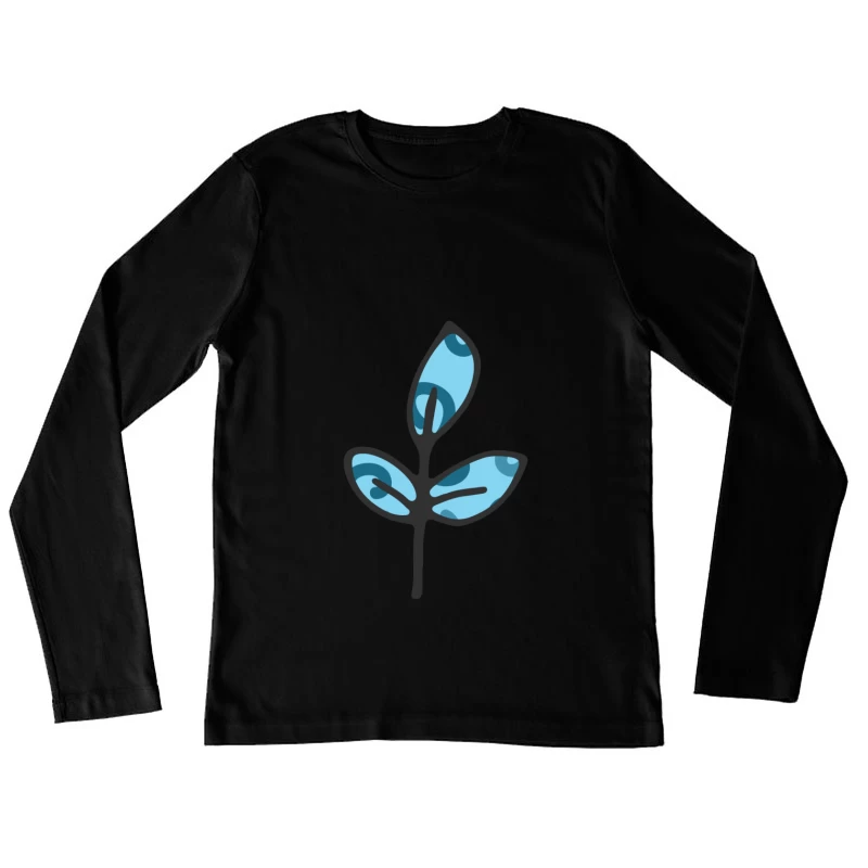 Feuille stylisée bleue Femme Manches Longues T-Shirt