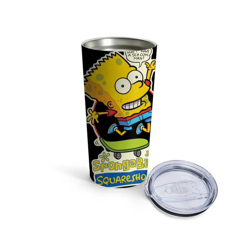 SpongeBart Squareshorts Skateboarding Character Travel Mug