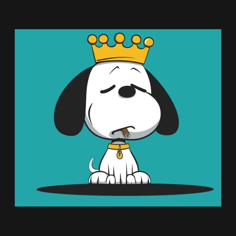 Cute Cartoon Dog Wearing Gold Crown and Collar Mouse Pad